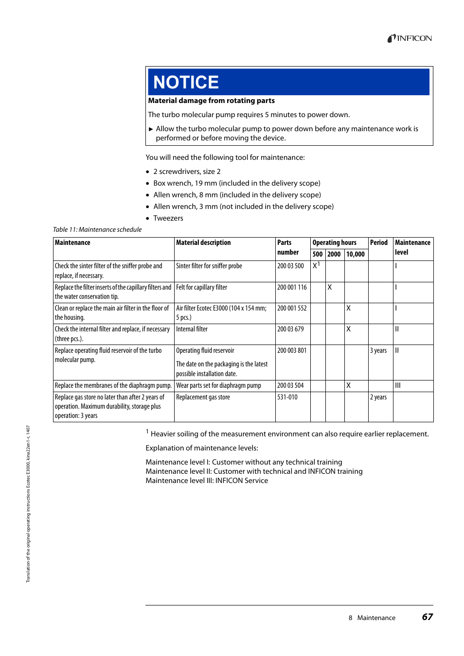 INFICON Ecotec E3000 Multigas-Sniffer-Leak Detector User Manual | Page 67 / 92