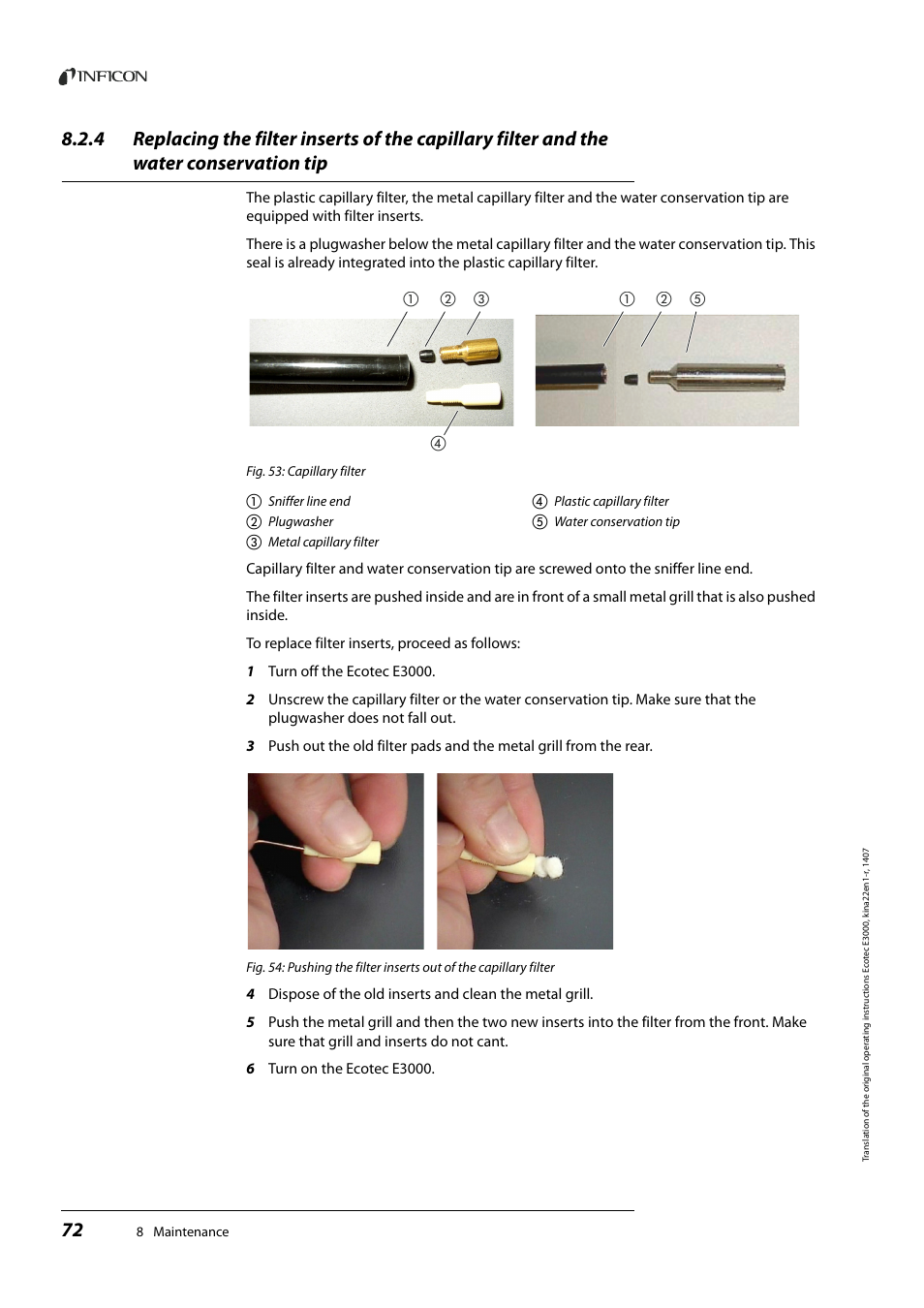 INFICON Ecotec E3000 Multigas-Sniffer-Leak Detector User Manual | Page 72 / 92