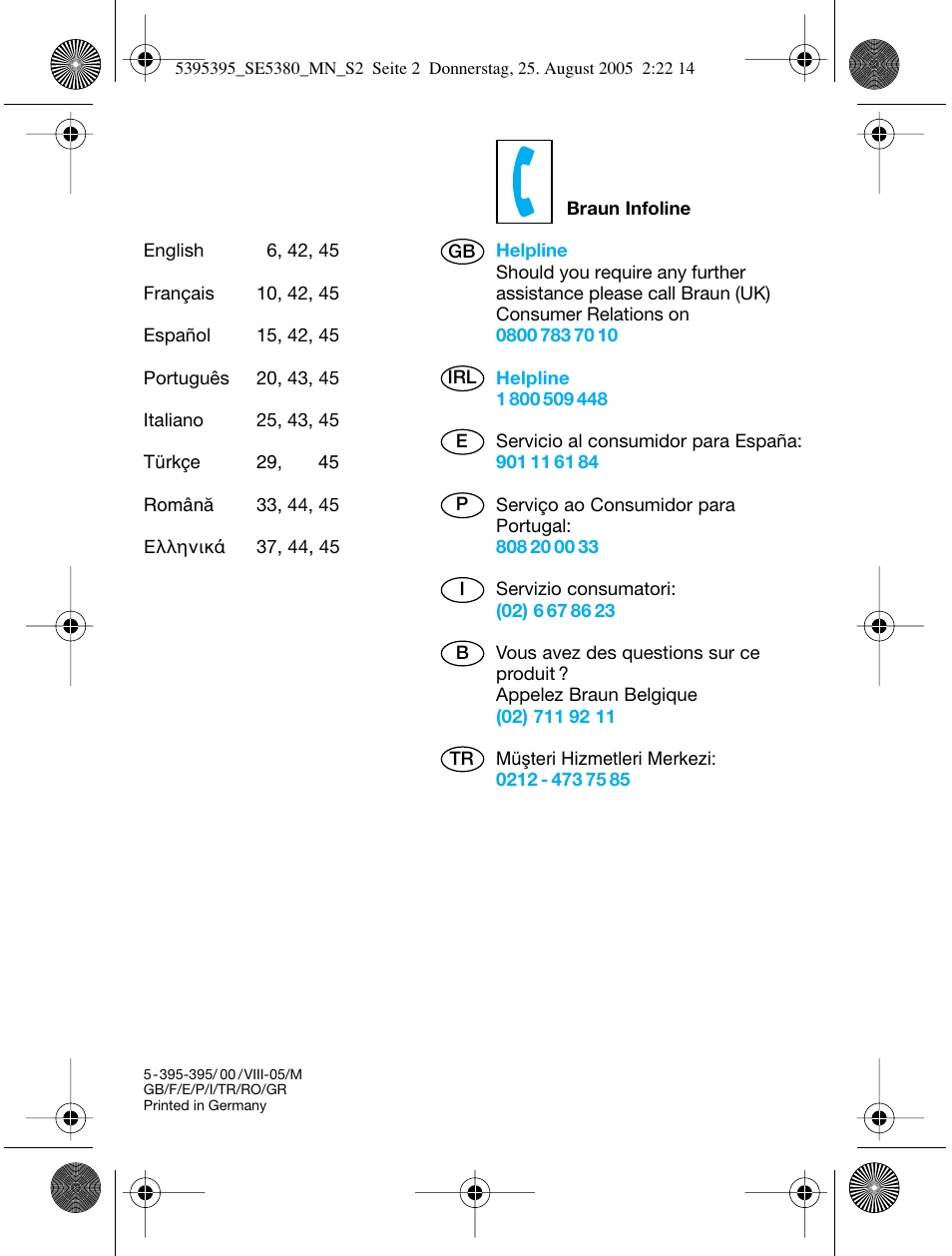 Braun SILK-??PI X'ELLE 5380 User Manual | Page 2 / 51