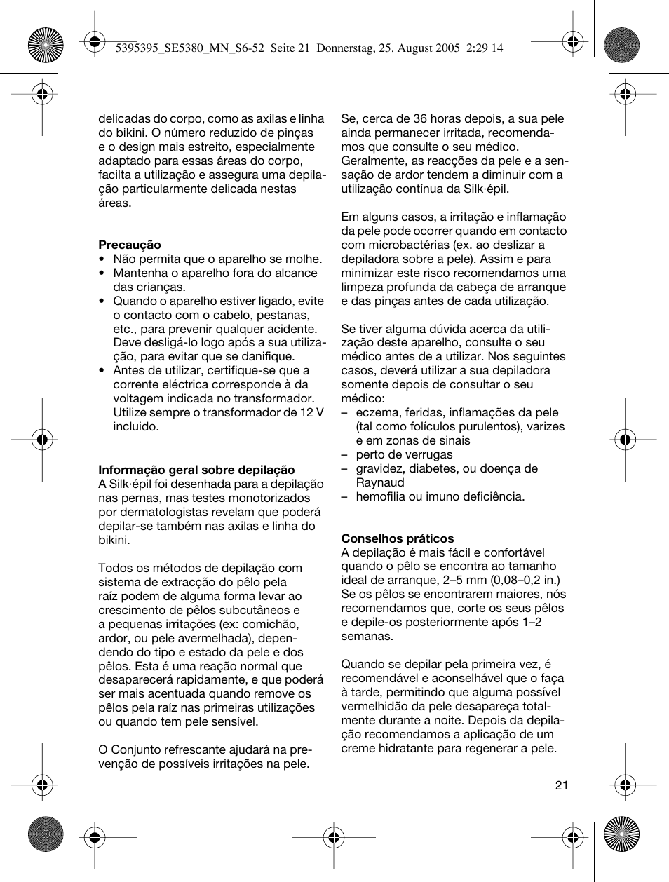 Braun SILK-??PI X'ELLE 5380 User Manual | Page 20 / 51