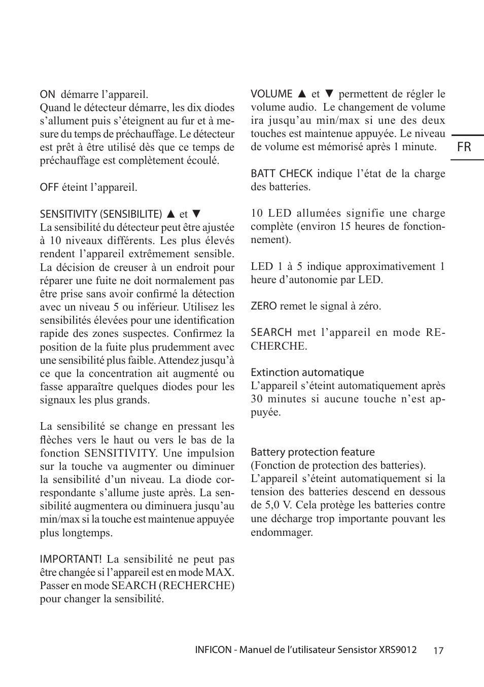 INFICON Sensistor XRS9012 Hydrogen Leak Detector User Manual User Manual | Page 17 / 28