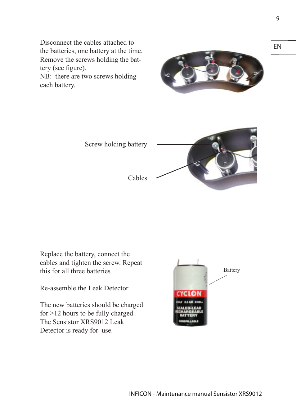 INFICON Sensistor XRS9012 Hydrogen Leak Detector Maintenance manual User Manual | Page 9 / 14