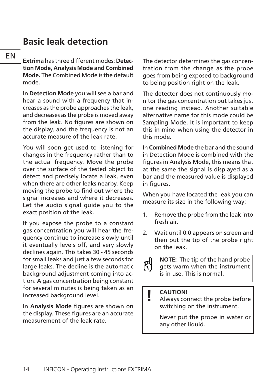 Basic leak detection | INFICON Extrima Ex-certified Hydrogen Leak Detector User Manual | Page 14 / 62