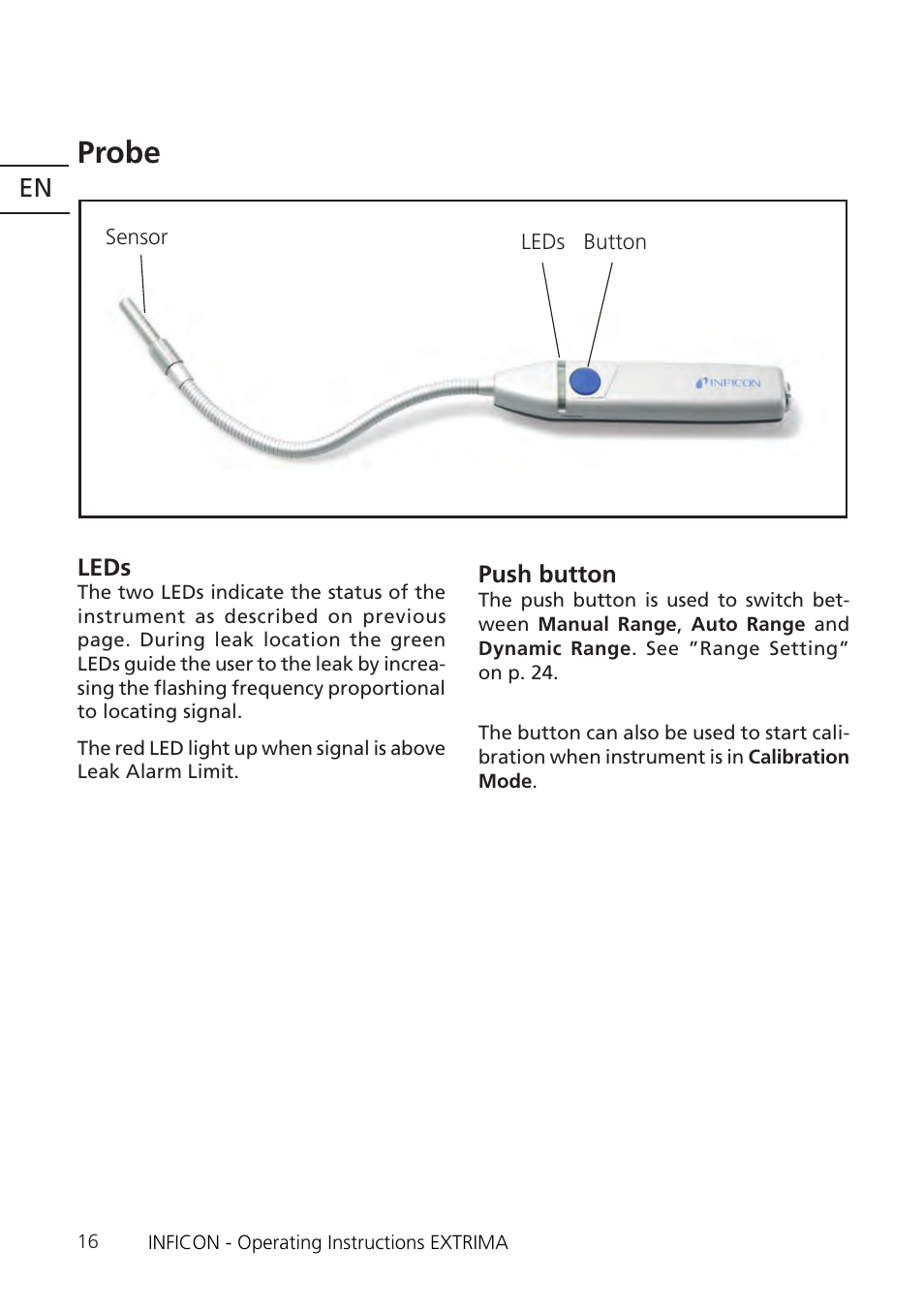 Probe | INFICON Extrima Ex-certified Hydrogen Leak Detector User Manual | Page 16 / 62