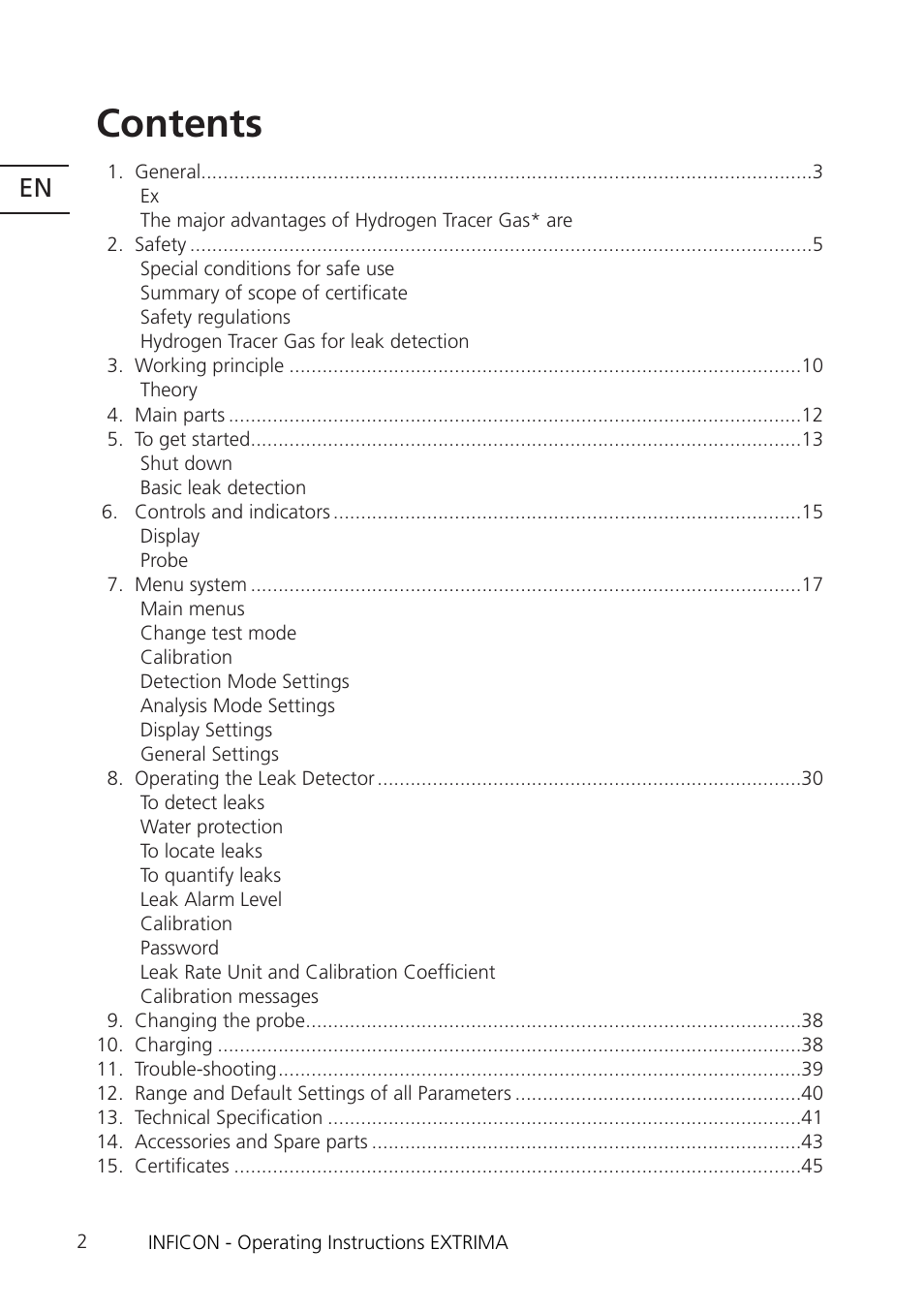 INFICON Extrima Ex-certified Hydrogen Leak Detector User Manual | Page 2 / 62
