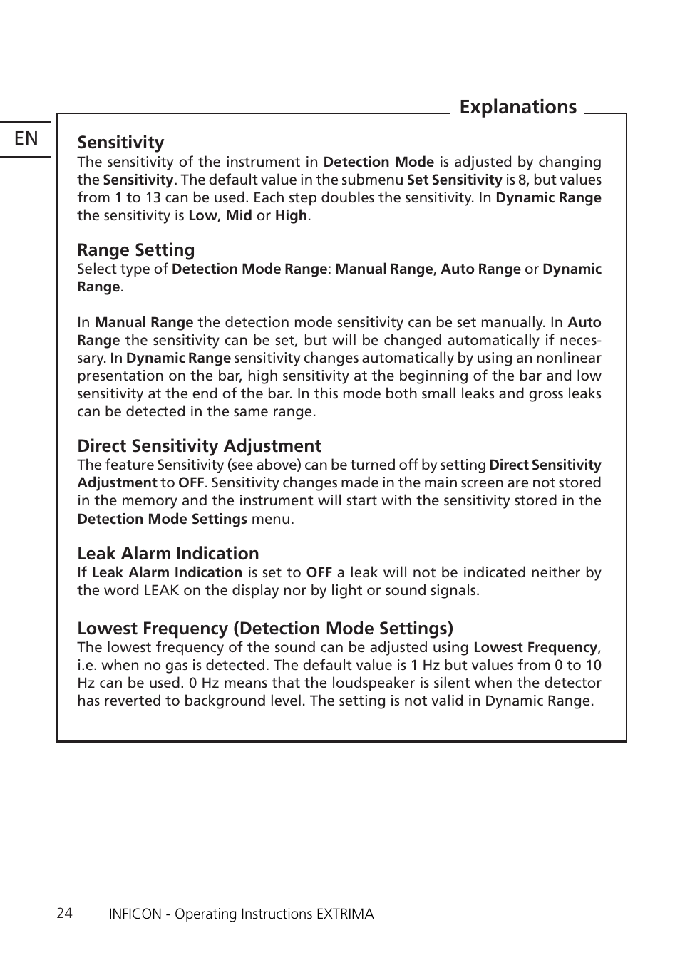 Explanations | INFICON Extrima Ex-certified Hydrogen Leak Detector User Manual | Page 24 / 62