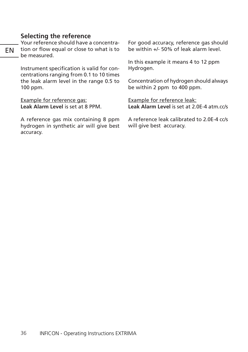 INFICON Extrima Ex-certified Hydrogen Leak Detector User Manual | Page 36 / 62