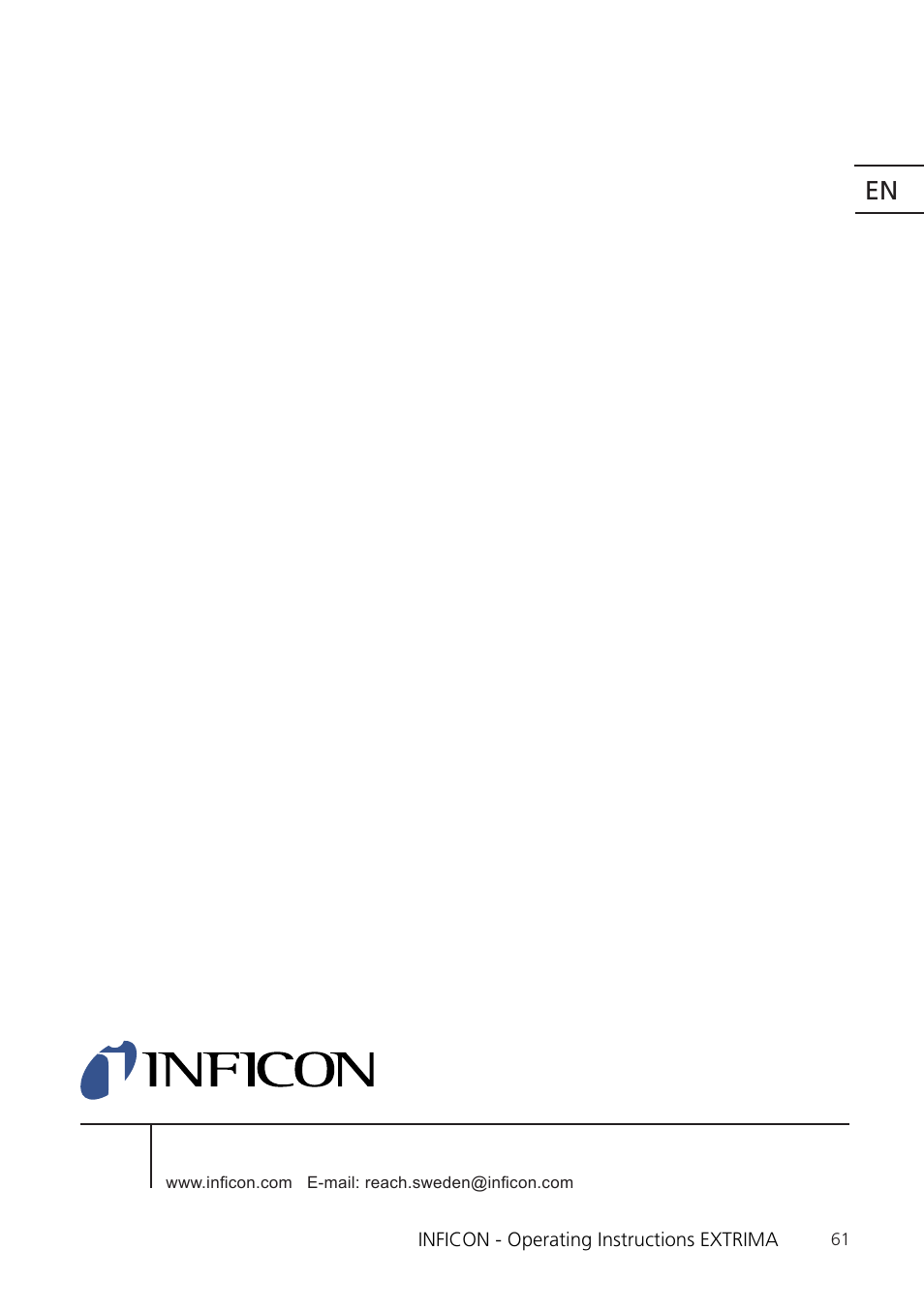 INFICON Extrima Ex-certified Hydrogen Leak Detector User Manual | Page 61 / 62