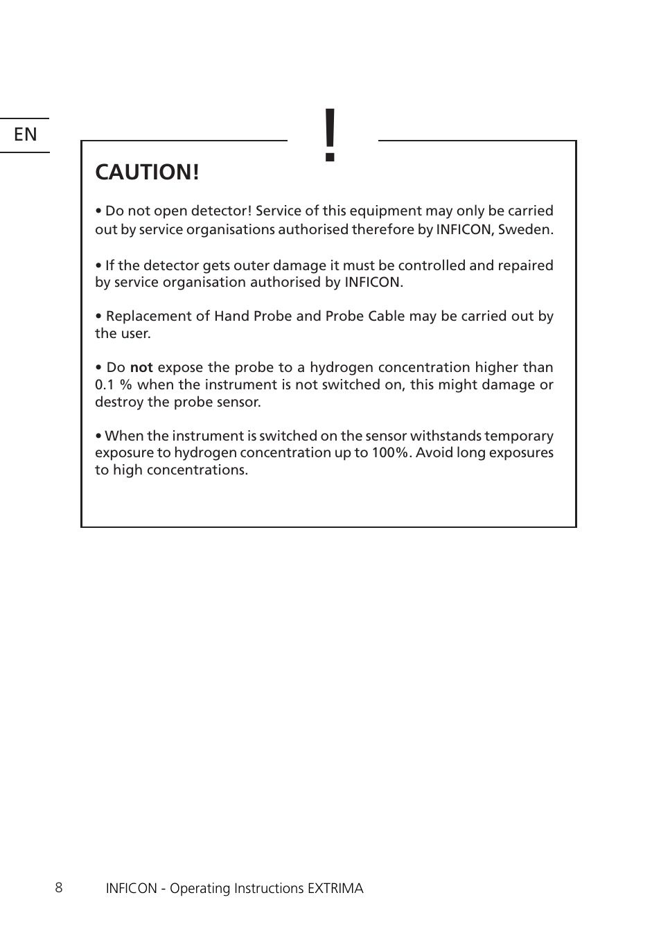 INFICON Extrima Ex-certified Hydrogen Leak Detector User Manual | Page 8 / 62