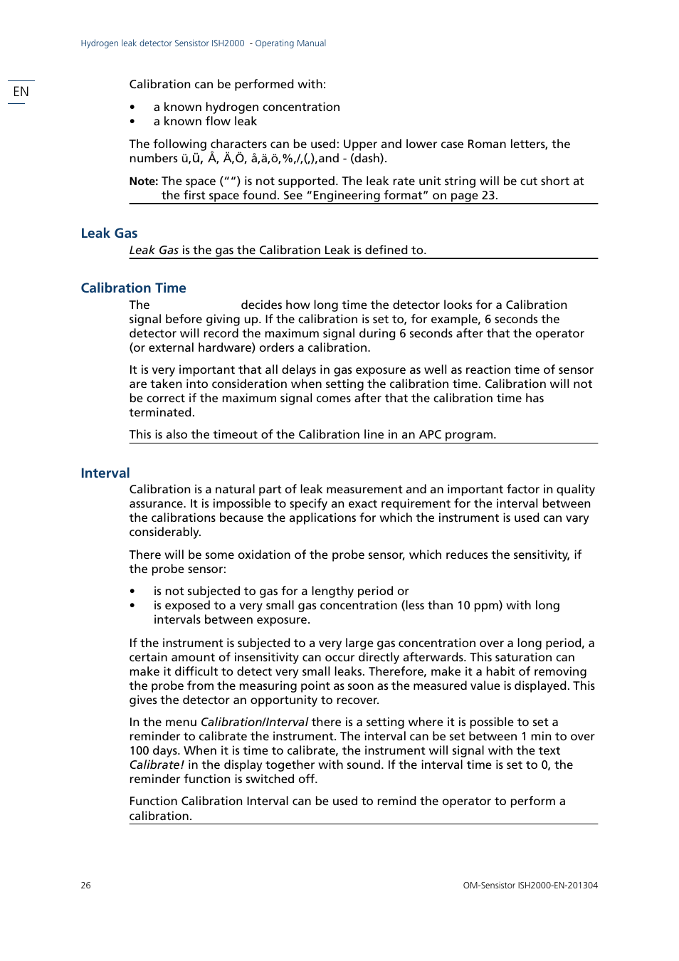 INFICON Sensistor ISH2000 Hydrogen Leak Detector User Manual | Page 26 / 58