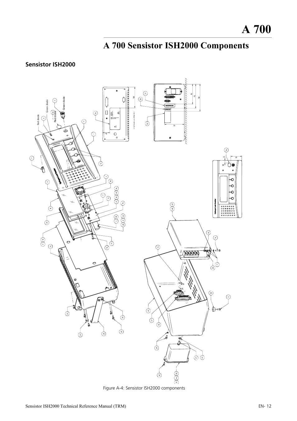 A 700 sensistor ish2000 components, Sensistor ish2000, A 700 | INFICON Sensistor ISH2000 Hydrogen Leak Detector User Manual | Page 12 / 108