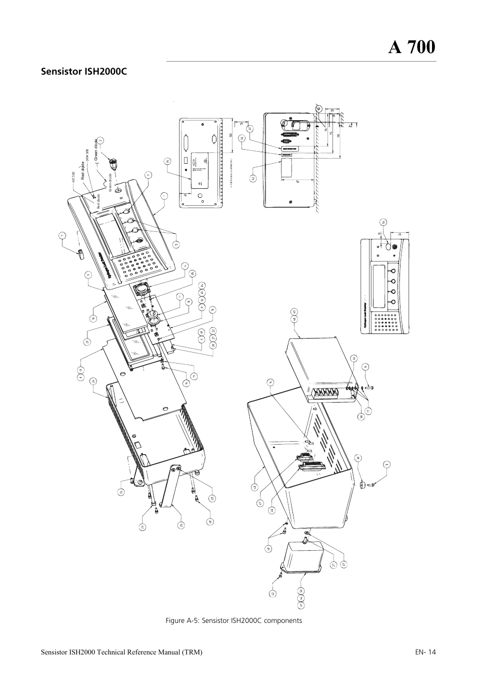 Sensistor ish2000c, A 700 | INFICON Sensistor ISH2000 Hydrogen Leak Detector User Manual | Page 14 / 108