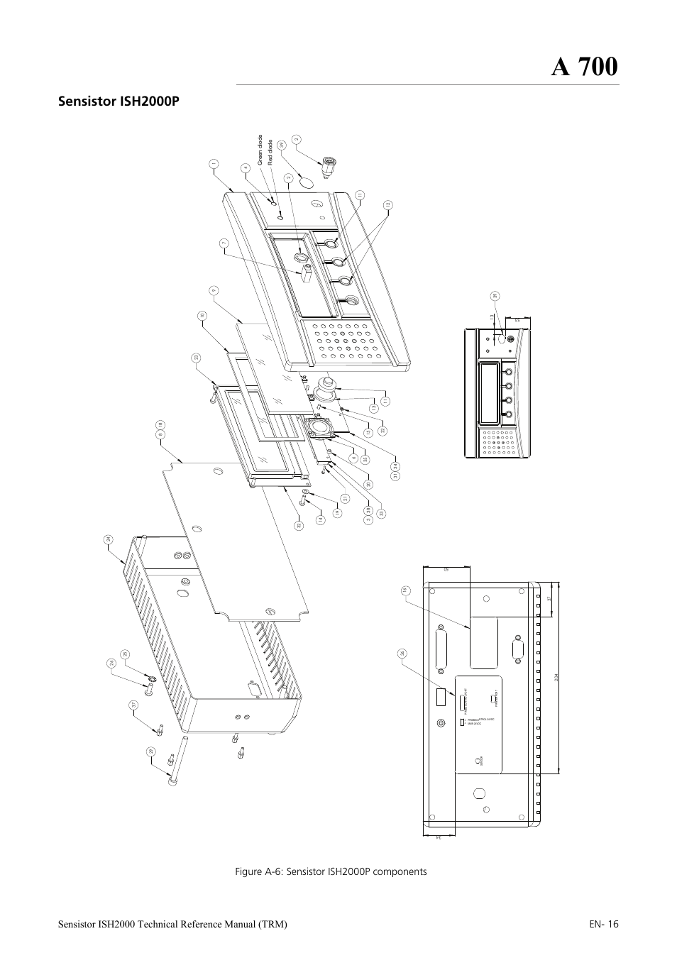 Sensistor ish2000p, A 700 | INFICON Sensistor ISH2000 Hydrogen Leak Detector User Manual | Page 16 / 108