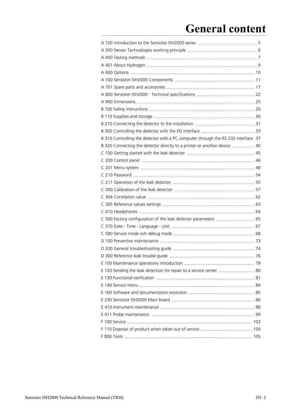 General content | INFICON Sensistor ISH2000 Hydrogen Leak Detector User Manual | Page 2 / 108