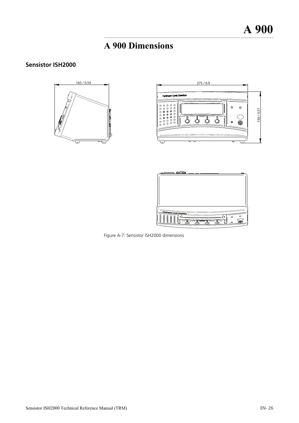 A 900 dimensions, Sensistor ish2000, A 900 | INFICON Sensistor ISH2000 Hydrogen Leak Detector User Manual | Page 26 / 108