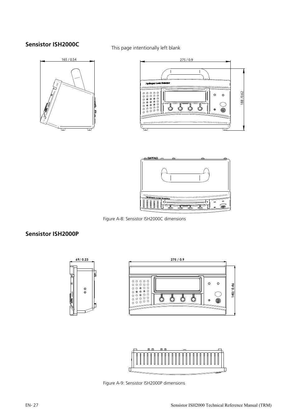Sensistor ish2000c, Sensistor ish2000p | INFICON Sensistor ISH2000 Hydrogen Leak Detector User Manual | Page 27 / 108