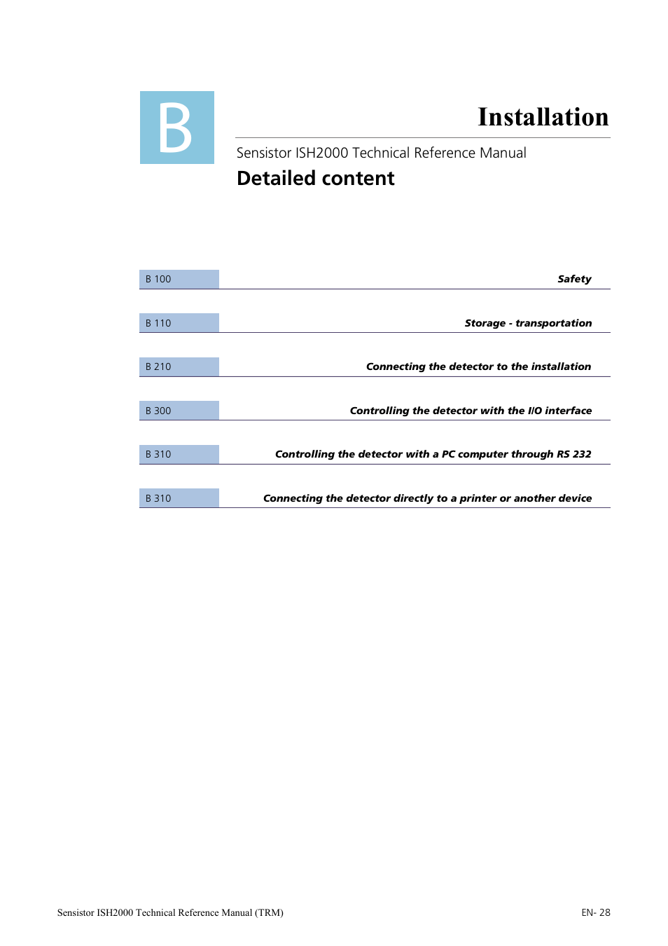 Installation, Detailed content | INFICON Sensistor ISH2000 Hydrogen Leak Detector User Manual | Page 28 / 108
