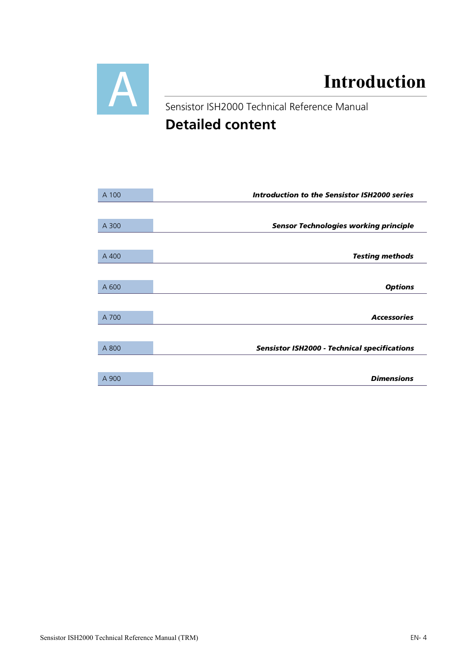 Introduction, Detailed content | INFICON Sensistor ISH2000 Hydrogen Leak Detector User Manual | Page 4 / 108