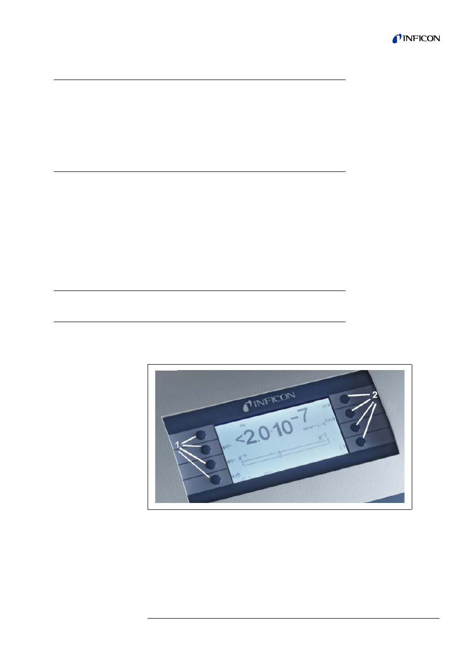 Valve holder, Control assembly, Description of the displays and user interfaces | Main unit display, 3 description of the displays and user interfaces, 3 valve holder, 4 control assembly, 1 main unit display | INFICON Protec P3000(XL) Helium Leak Detector User Manual | Page 29 / 132