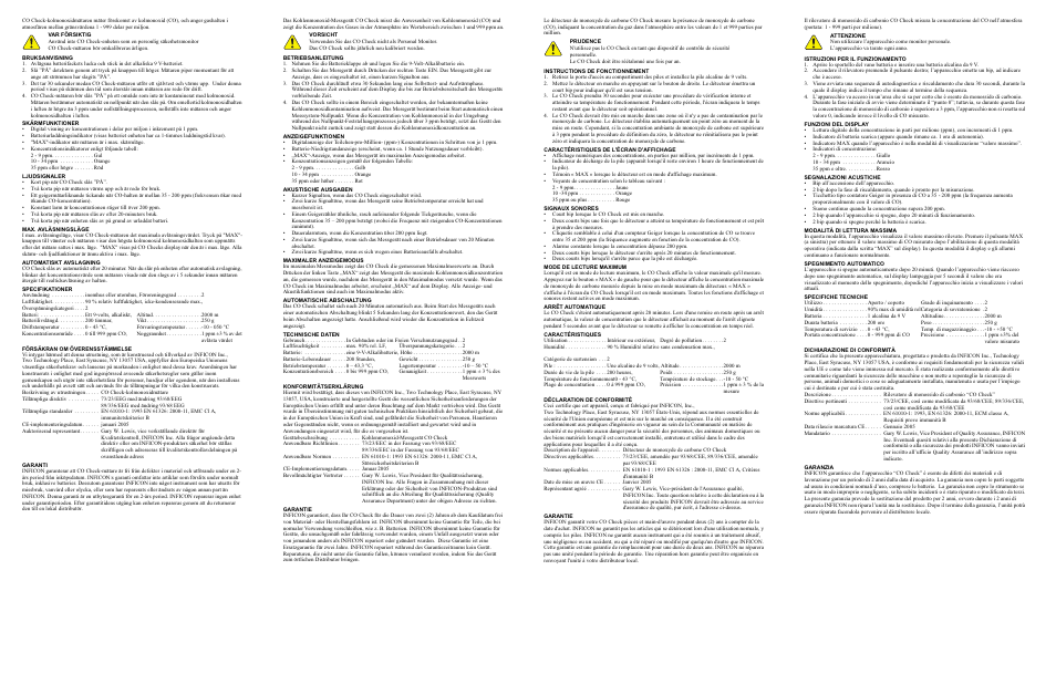 INFICON CO Check Carbon Monoxide Meter User Manual | Page 2 / 2
