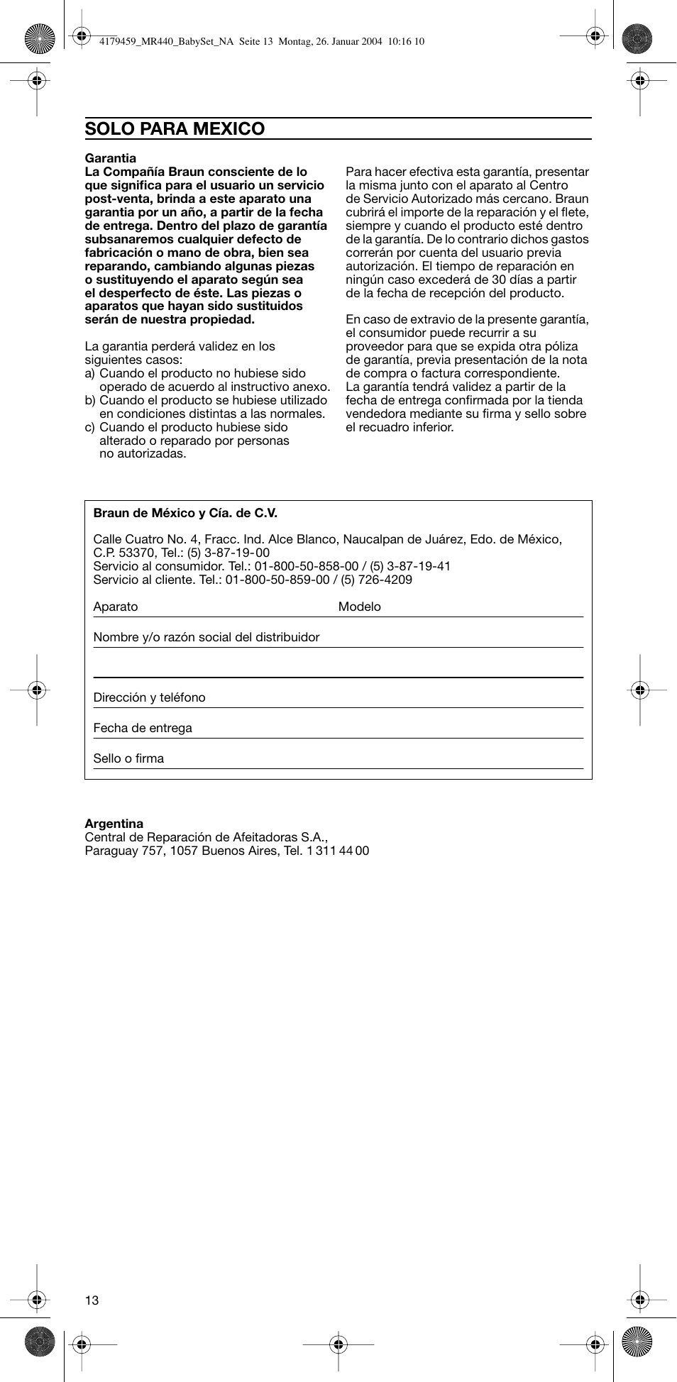 Solo para mexico | Braun MR 440 HC User Manual | Page 13 / 13