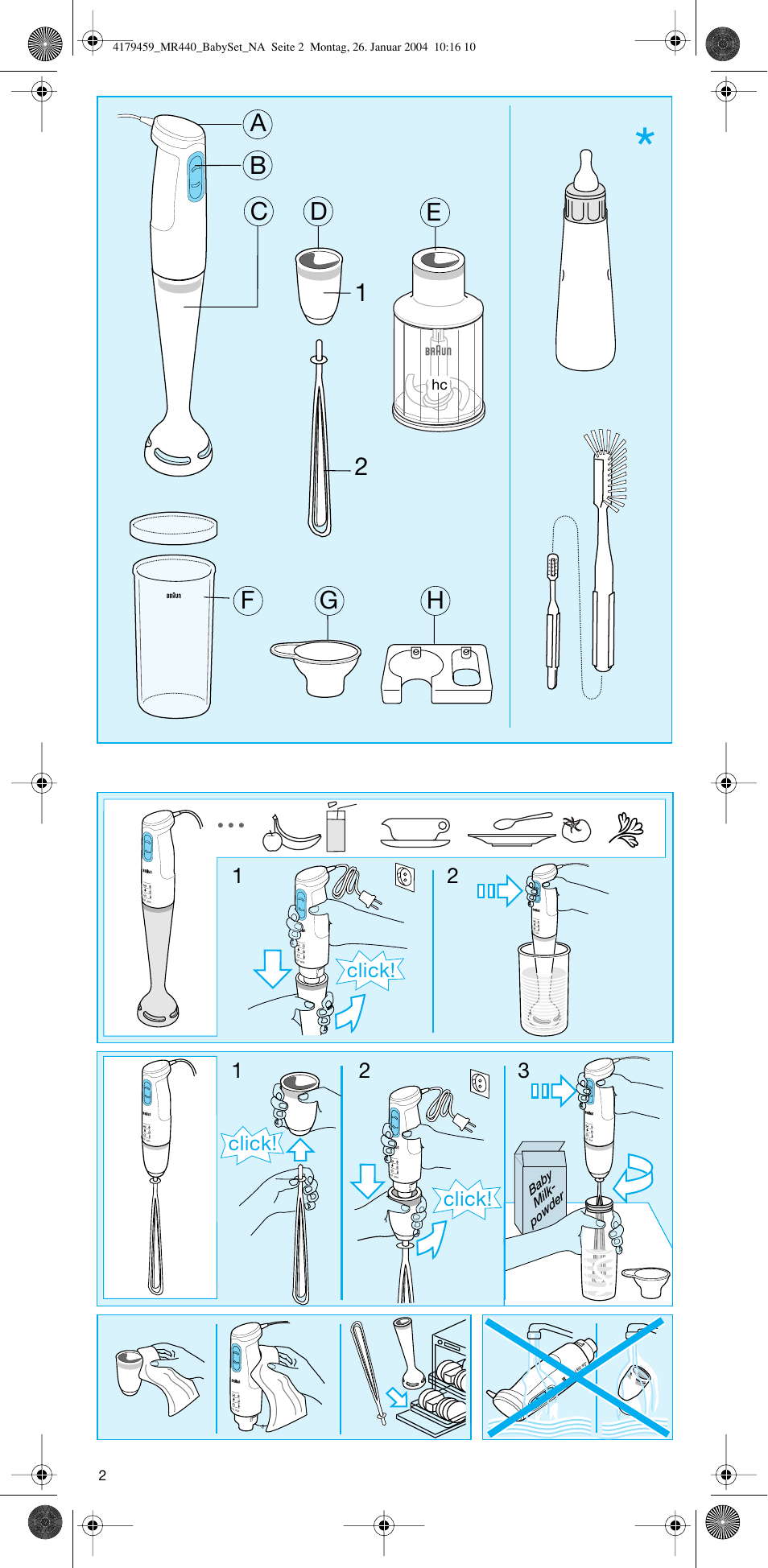 Click | Braun MR 440 HC User Manual | Page 2 / 13