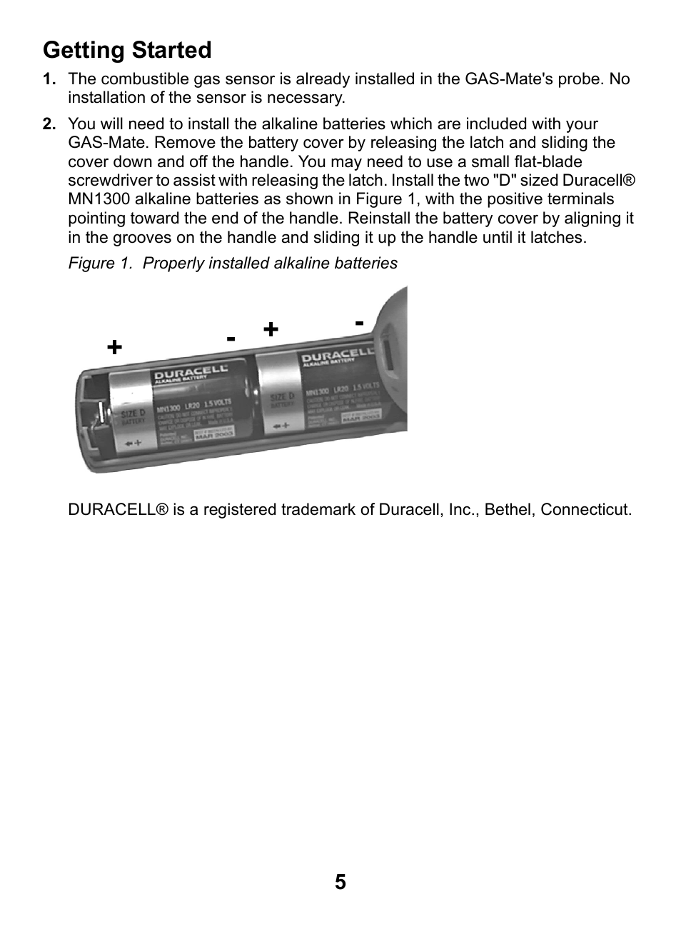 Getting started | INFICON GAS-Mate Combustible Gas Leak Detector User Manual | Page 5 / 12