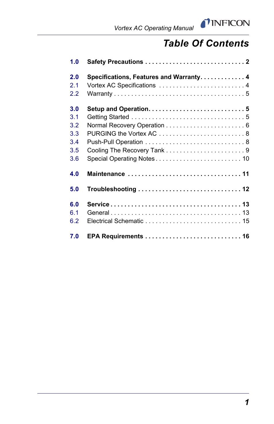 INFICON Vortex AC Refrigerant Recovery Machine 115V User Manual | Page 3 / 20
