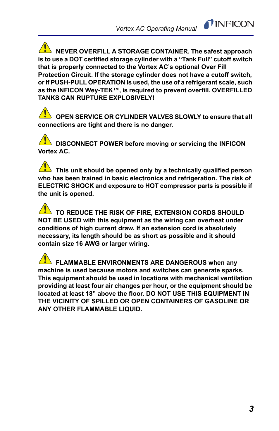 INFICON Vortex AC Refrigerant Recovery Machine 115V User Manual | Page 5 / 20