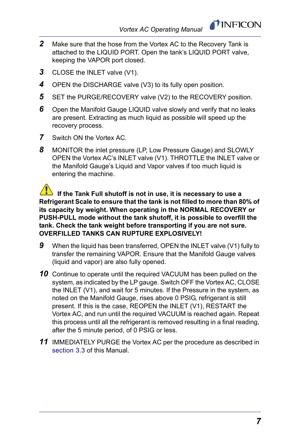 INFICON Vortex AC Refrigerant Recovery Machine 115V User Manual | Page 9 / 20