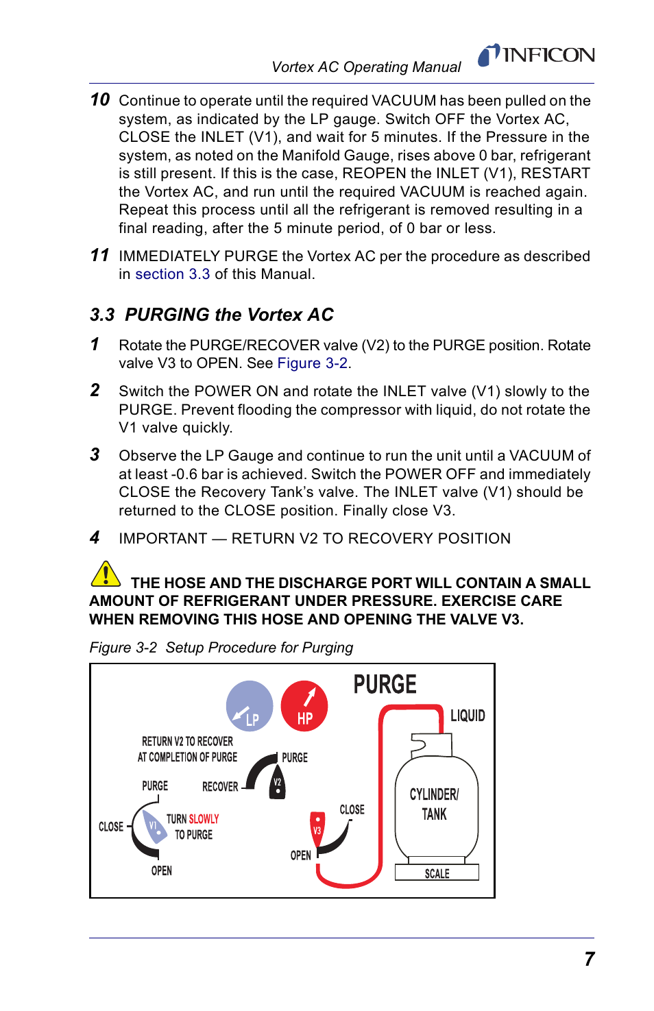 3 purging the vortex ac | INFICON Vortex AC Refrigerant Recovery Machine 230V User Manual | Page 9 / 16