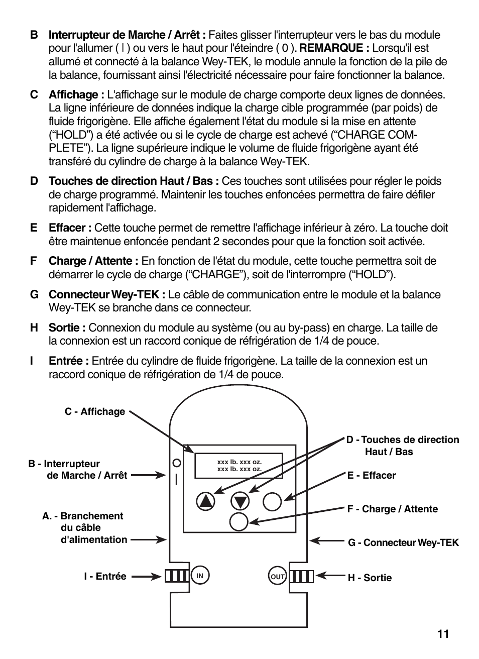INFICON Wey-TEK Refrigerant Charging Scale & Optional Charging Module User Manual | Page 11 / 44