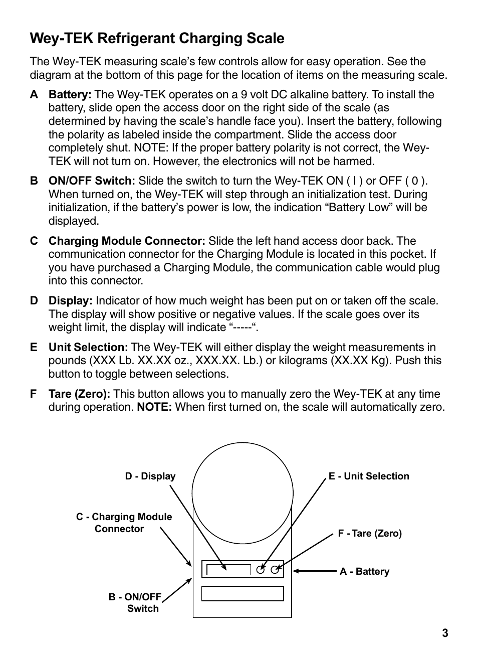 Wey-tek refrigerant charging scale | INFICON Wey-TEK Refrigerant Charging Scale & Optional Charging Module User Manual | Page 3 / 44