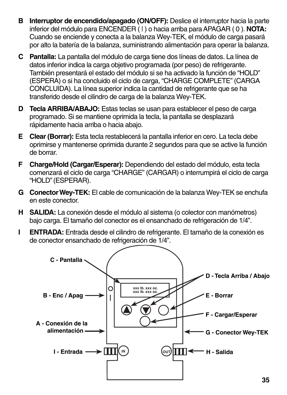 INFICON Wey-TEK Refrigerant Charging Scale & Optional Charging Module User Manual | Page 35 / 44