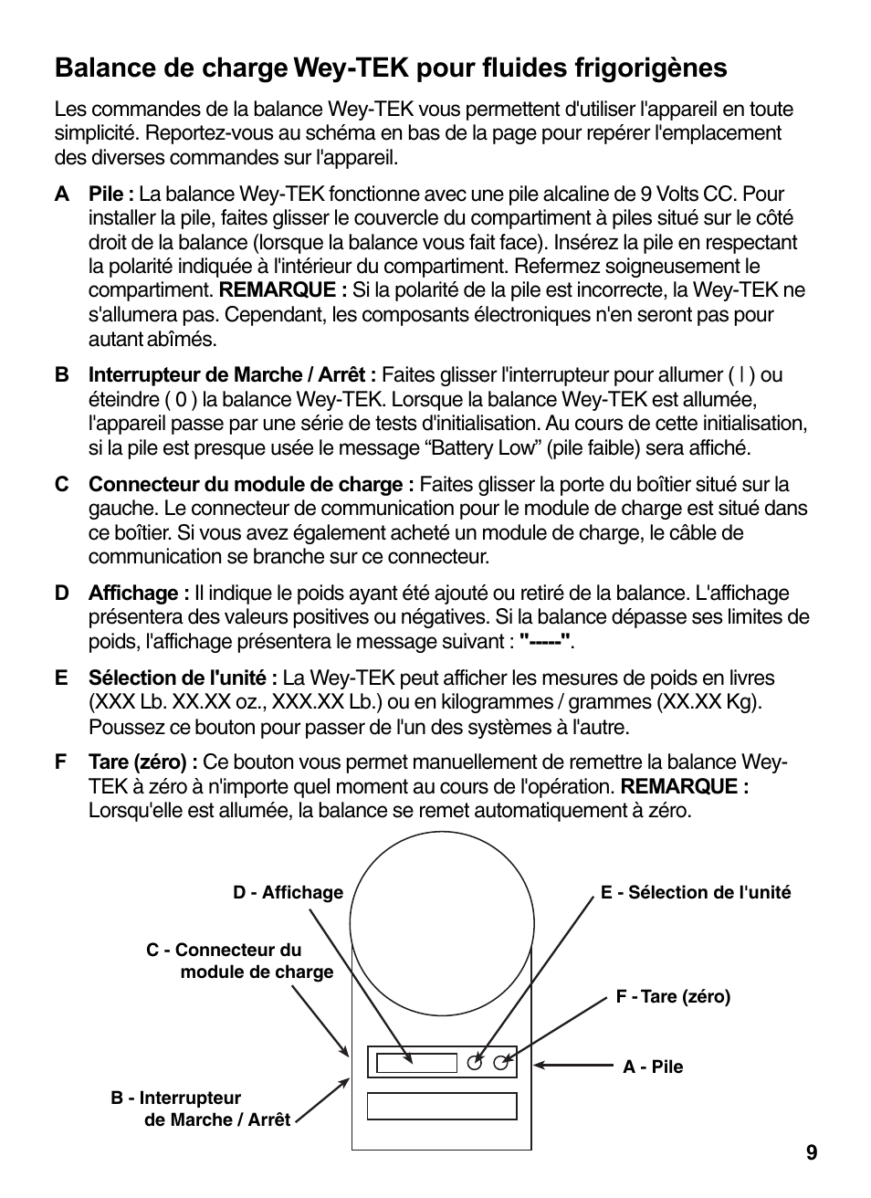 INFICON Wey-TEK Refrigerant Charging Scale & Optional Charging Module User Manual | Page 9 / 44