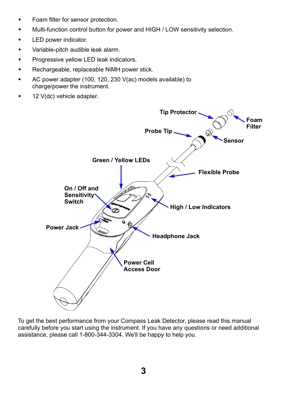 INFICON Compass Refrigerant Leak Detector User Manual | Page 3 / 12