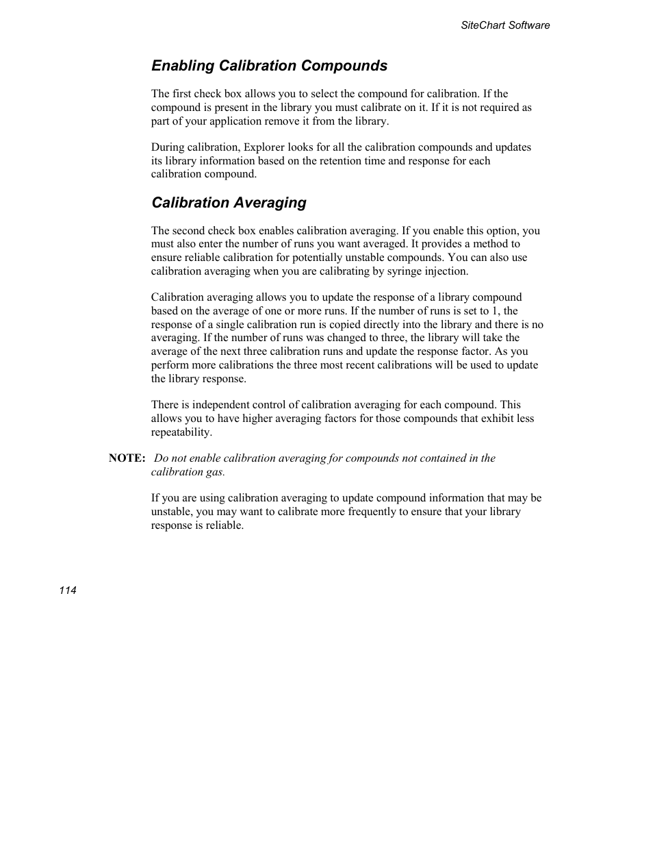 Enabling calibration compounds, Calibration averaging | INFICON Explorer Portable Gas Chromatograph User Manual | Page 116 / 369