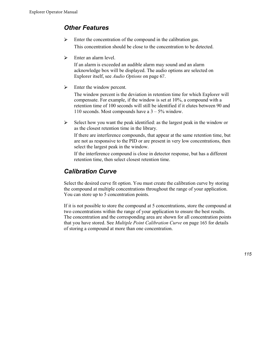 Other features, Calibration curve | INFICON Explorer Portable Gas Chromatograph User Manual | Page 117 / 369