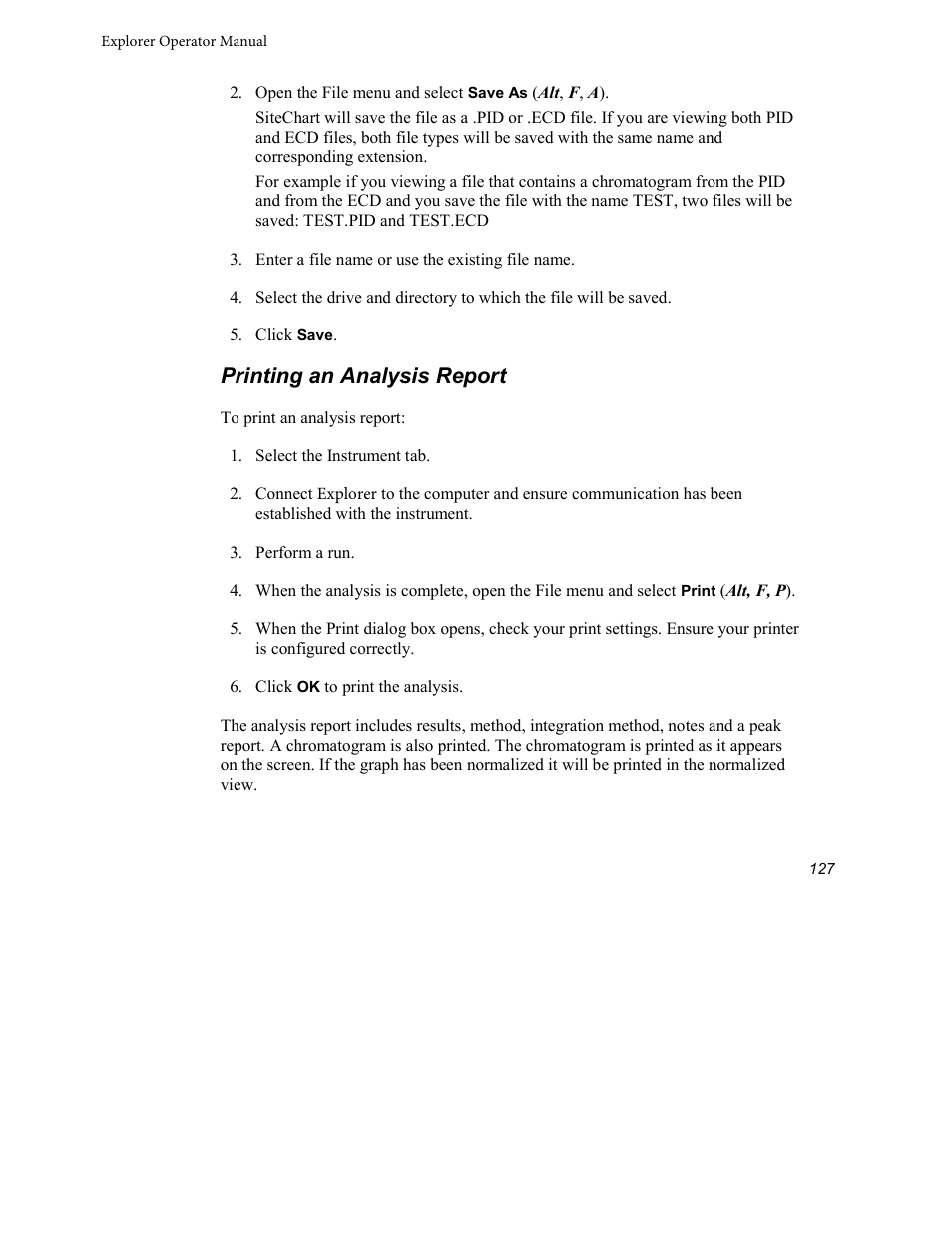 Printing an analysis report | INFICON Explorer Portable Gas Chromatograph User Manual | Page 129 / 369