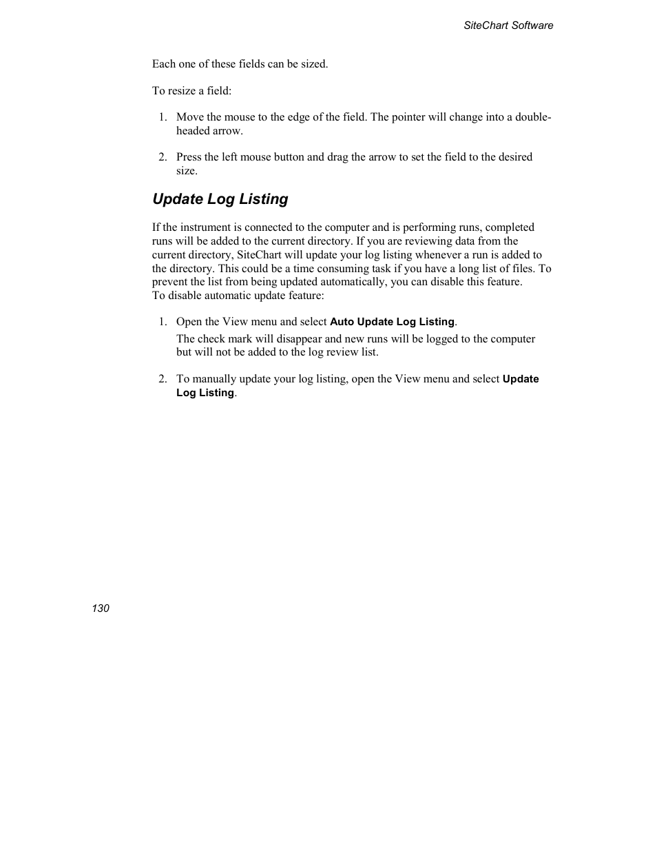 Update log listing | INFICON Explorer Portable Gas Chromatograph User Manual | Page 132 / 369