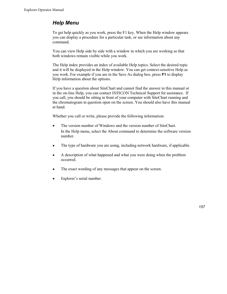 Help menu | INFICON Explorer Portable Gas Chromatograph User Manual | Page 159 / 369