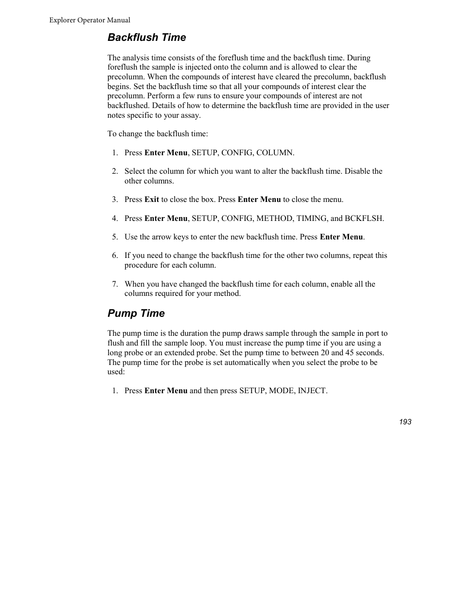 Backflush time, Pump time | INFICON Explorer Portable Gas Chromatograph User Manual | Page 195 / 369