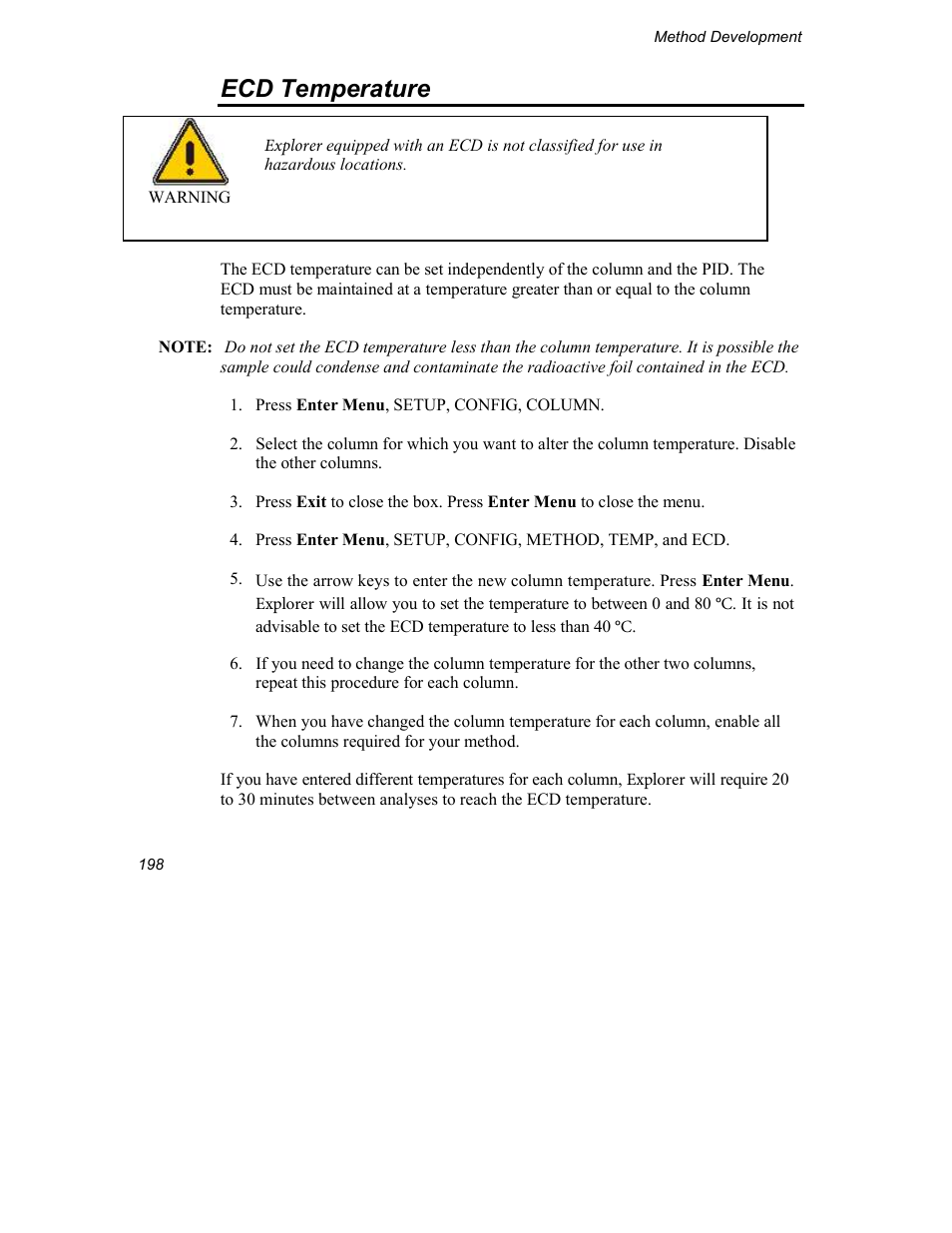 Ecd temperature | INFICON Explorer Portable Gas Chromatograph User Manual | Page 200 / 369