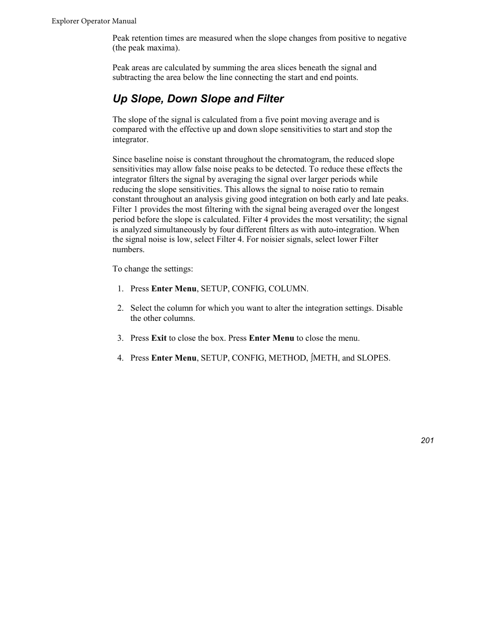 Up slope, down slope and filter | INFICON Explorer Portable Gas Chromatograph User Manual | Page 203 / 369