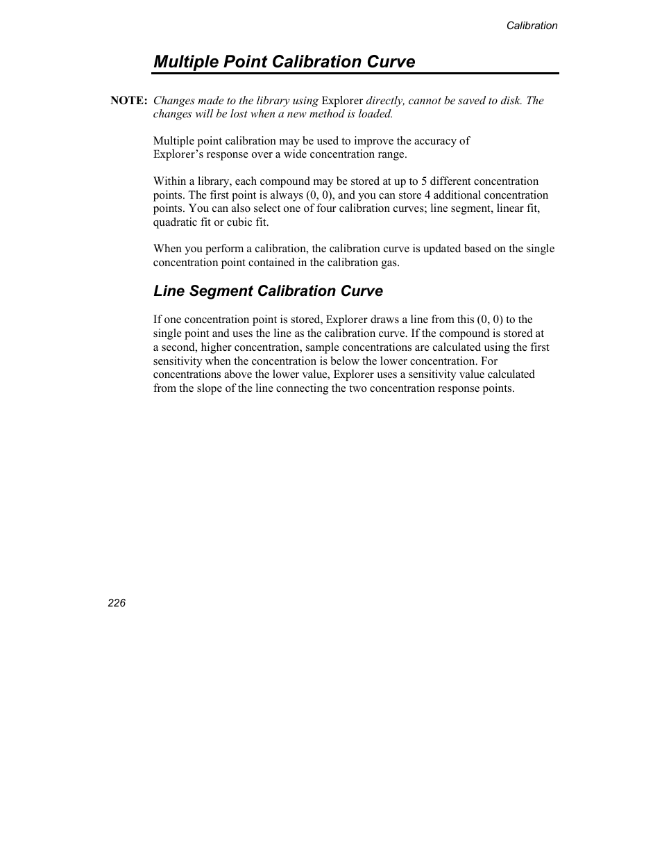Multiple point calibration curve, Line segment calibration curve | INFICON Explorer Portable Gas Chromatograph User Manual | Page 228 / 369