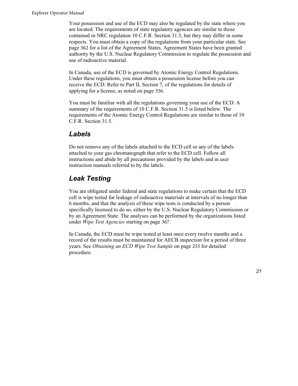 Labels, Leak testing | INFICON Explorer Portable Gas Chromatograph User Manual | Page 23 / 369