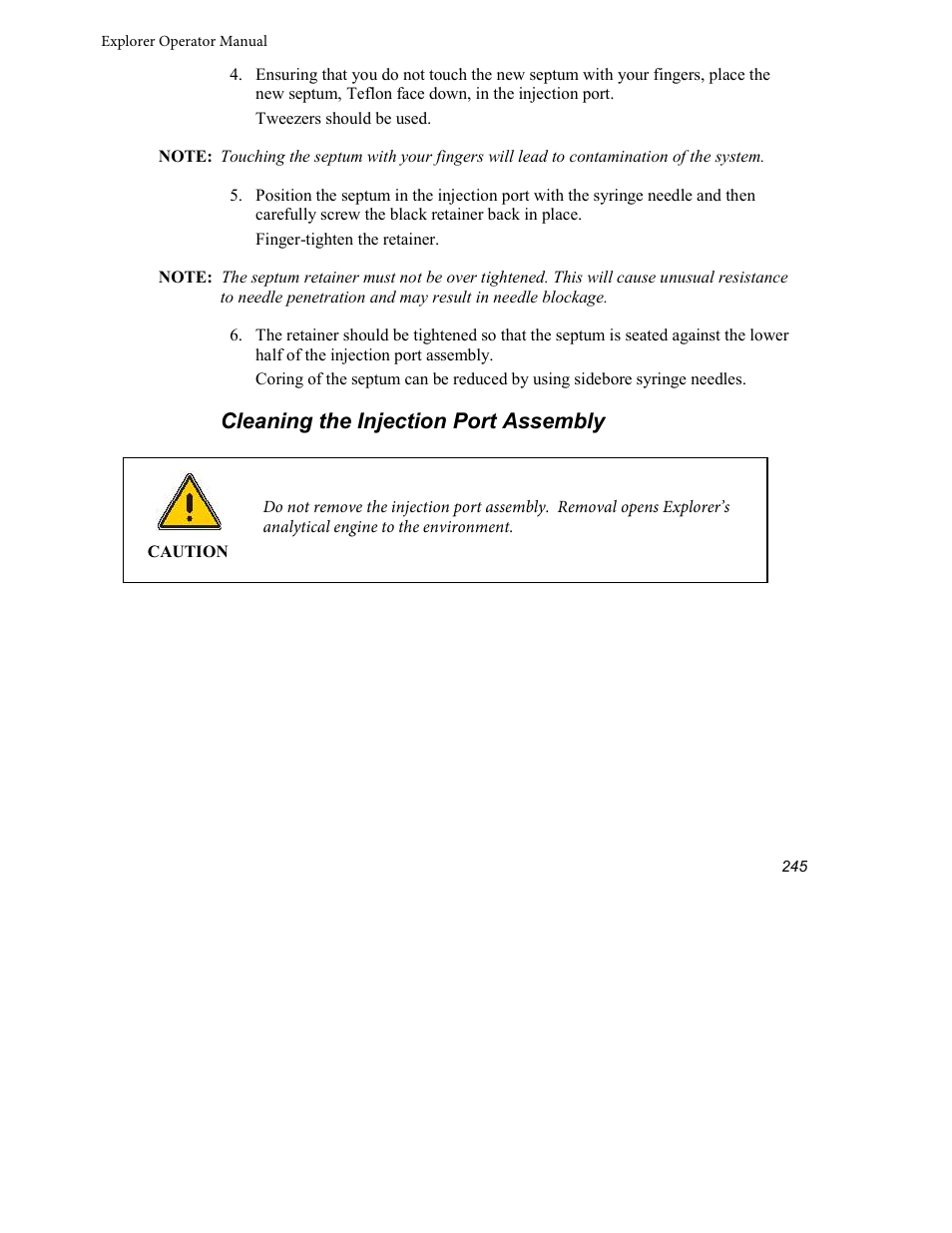 Cleaning the injection port assembly | INFICON Explorer Portable Gas Chromatograph User Manual | Page 247 / 369