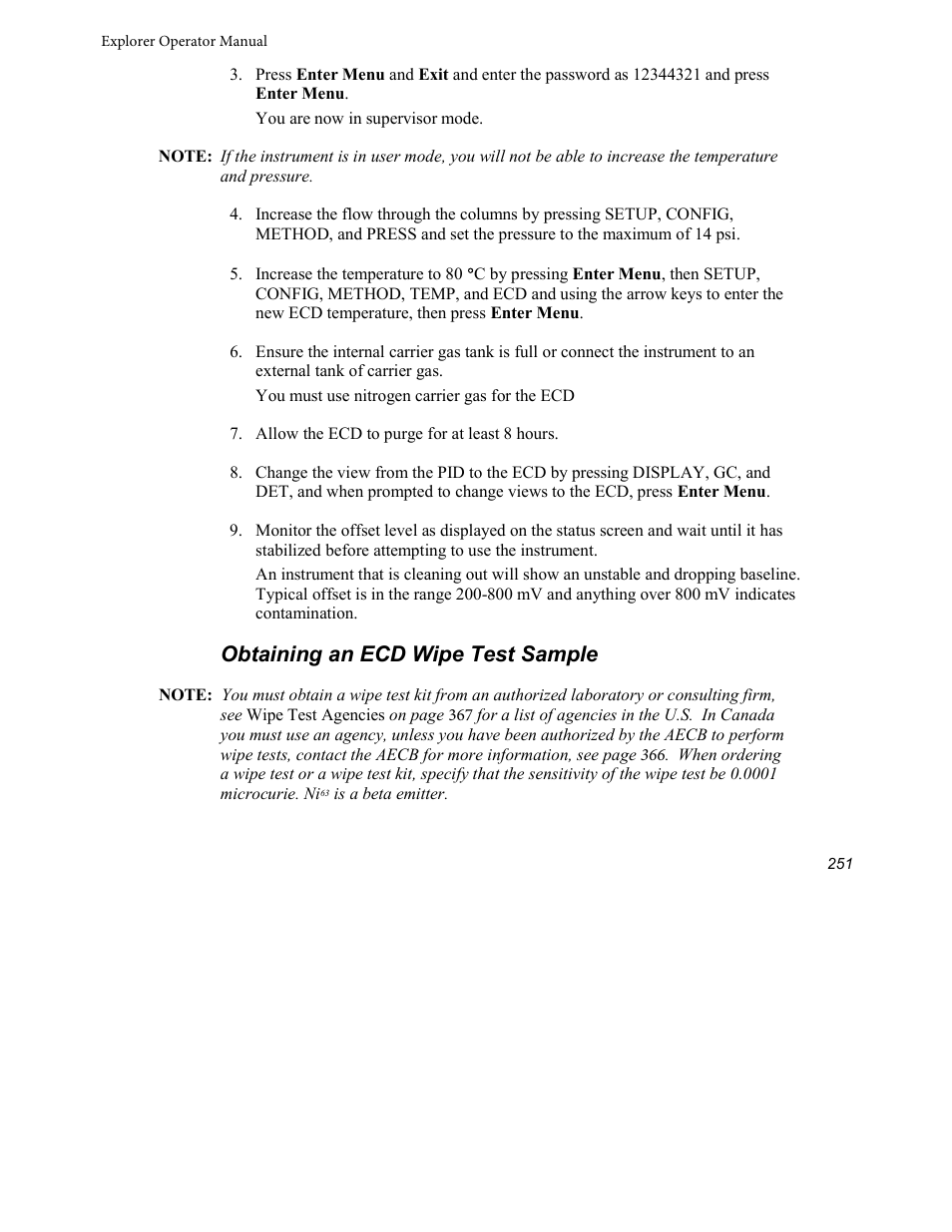 Obtaining an ecd wipe test sample | INFICON Explorer Portable Gas Chromatograph User Manual | Page 253 / 369