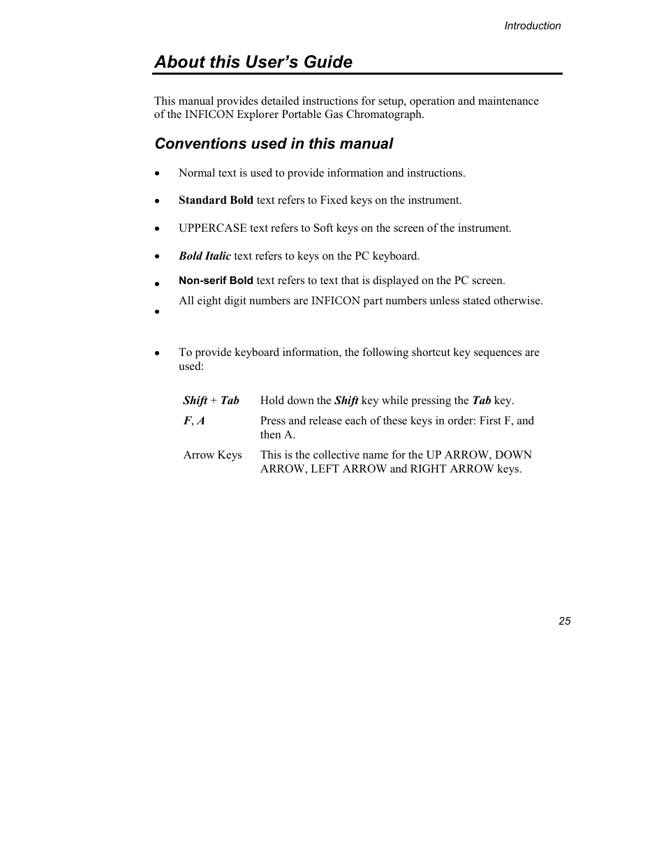 About this users guide, Conventions used in this manual | INFICON Explorer Portable Gas Chromatograph User Manual | Page 27 / 369