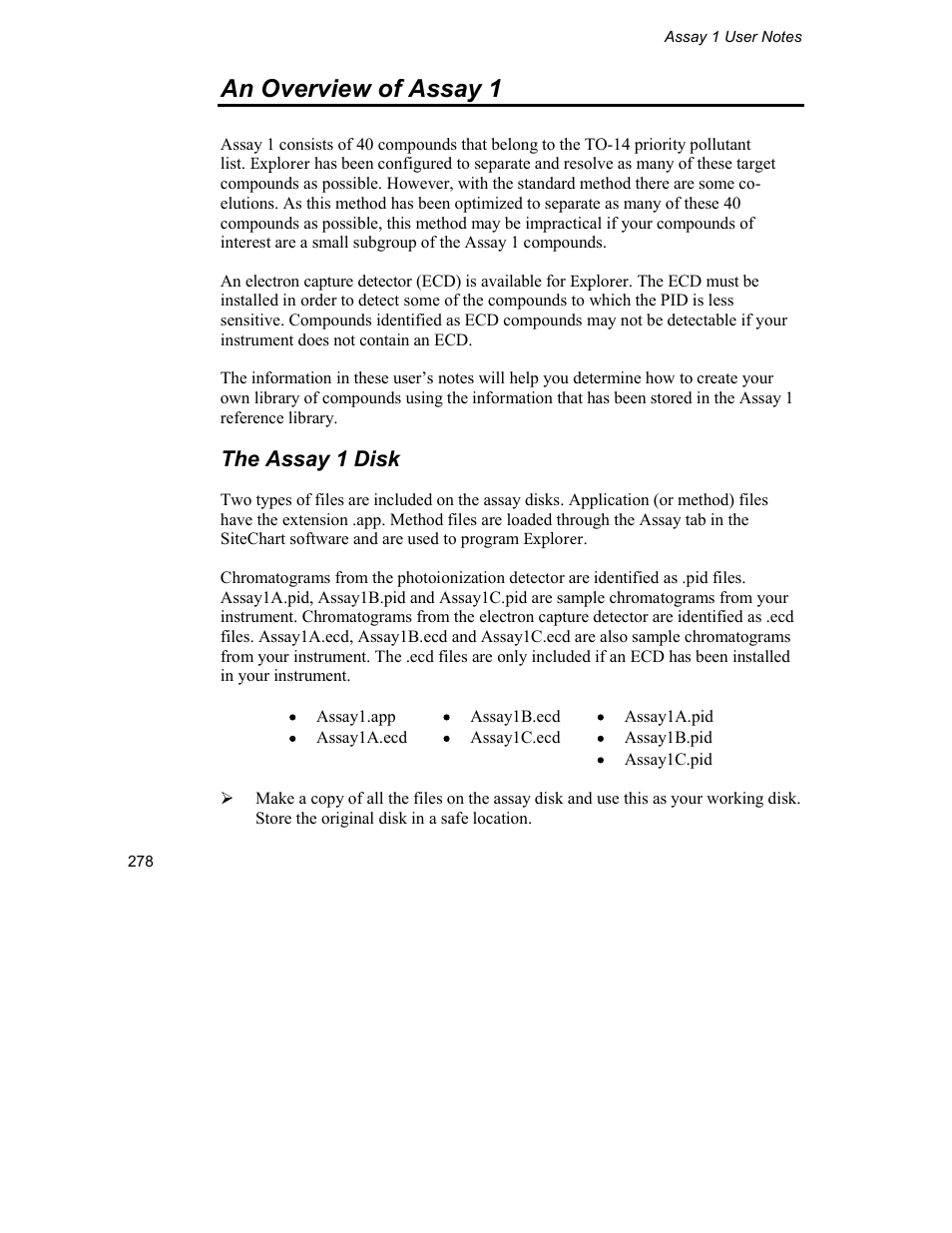 An overview of assay 1, The assay 1 disk | INFICON Explorer Portable Gas Chromatograph User Manual | Page 280 / 369